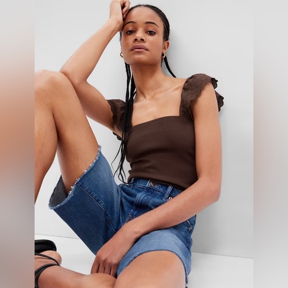 GAP Rib Eyelet Flutter Sleeve Tank Top Size XXL tall - Picture 1 of 7